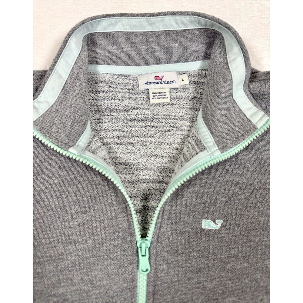 Vineyard Vines Womens L 1/4 Zip Pullover Oversized Gray Pouch Pocket Sweatshirt - Picture 3 of 5